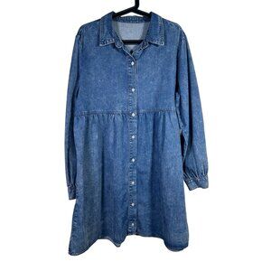 luvamia Denim Dress Women Babydoll Festival Flowy Cute Jean Shirt Long Sleeve XL